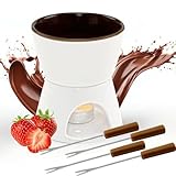 Schokoladenfondue Set, 300ml Keramik Fondue Topf mit Teelicht & 4 Edelstahl...