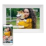 DENVER Digitaler Bilderrahmen Weiß 10,1 Zoll mit WLAN – Frameo Digital...