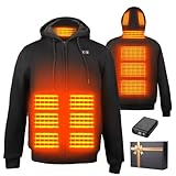 Wodesid Beheizbare Jacke Hoodie Kapuzenpullover mit 7.4V Akku und Kapuze,...