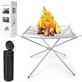 Feuerschale 56cm Outdoor – Edelstahl Feuerstelle für Garten, Camping,...