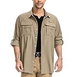 yeyity Herren Safari Hemd UPF50 UV Schutz Langarm Outdoor Hemd Casual...