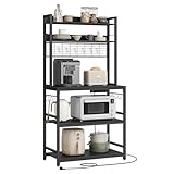 VASAGLE Küchenregal, Standregal mit Steckdosen, Mikrowellen-Regal, mit...