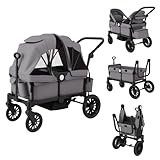 COSTWAY 2 in 1 Geschwisterwagen klappbar, Zwillingskinderwagen mit...