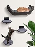 Kletterwand Katzen Set mit Katzenbett und 3 Stufen, Katzenmöbel aus Holz...
