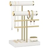 Josmimic Schmuck Organizer mit 3 Ebenen - Weiß Schmuckständer Armbänder,...