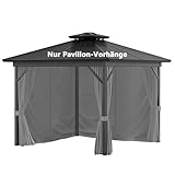 4 Seitenteile Pavillon 3x3m Wasserdicht Seitenwände UV Schutz (Grau)