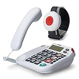 MaxCom KX481SOS: Hausnotruf Telefon mit Notrufarmband, schnurgebundenes...