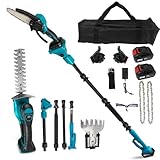 6-in-1 Akku-Stangen-Heckenschere & Kettensäge & Grasschere-Set, 2 x 4,0 Ah...