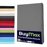 Buymax Topper Spannbettlaken 180x200 cm Spannbetttuch 100% Baumwolle Jersey...