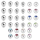 Thoquene 32 Stück Piercing Kugel Kugeln 1,2mm，Bauchnabelpiercing Kugeln