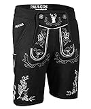 PAULGOS Herren Trachten Jogginghose, Optik Trachten Lederhose, Kurz in 3...
