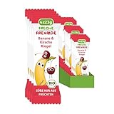 FRECHE FREUNDE Bio Fruchtriegel Banane & Kirsche, Obst Riegel für Babys...