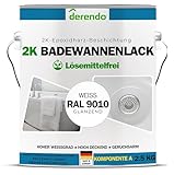 derendo 2K Badewannenlack weiß glänzend (RAL 9010) Epoxidharz mit Härter...