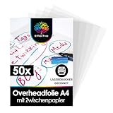OfficeTree 50 x Overheadfolie A4 - OHP Folien glasklar - Folie für...