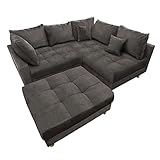 riess-ambiente.de Moderne Wohnlandschaft Kent 220cm grau Samt | Ecksofa...