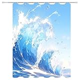 Duschvorhang Welle 100x200 Duschvorhang mit Gewicht Waschbar...