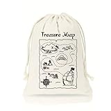 GreatRise Leinensäckchen mit Schatzkarte-Muster Kordelzug-Leinenbeutel...