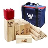 Kubb Spiel-Wurfspiel- Hartholz Wikinger Spiel-Premium Kautschukholz...