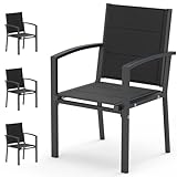 JUMMICO Garten Stapelstühle mit Armlehnen, Aluminium Outdoor Garten...