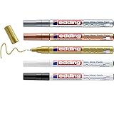edding 780 Glanzlackmarker - schwarz weiß gold silber kupfer (metallic) -...