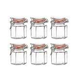 WDMT 6er Set Sechseckige Weckgläser aus Glas – 100 ml – Luftdichte...