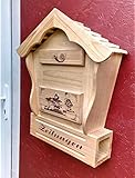 DARLUX Spitzdach Holzbriefkasten Postkasten mit Zeitungsfach aus Holz,...