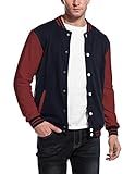 COOFANDY Herren Jacke Bomberjacke Knopfleiste Contrast Blau M