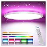 Tyreses LED Deckenleuchte Dimmbar mit Fernbedienung, 24W RGB Farbwechsel...