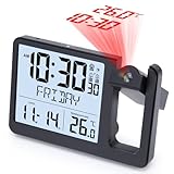 VIVILINEN Funkwecker mit Projektion mit 2 Weckzeiten, Lichtsensor...