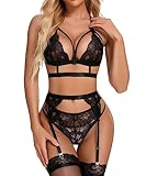 RSLOVE Damen Dessous Set Spitze Teddy Bügel Babydoll Bodysuit mit...