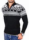 Reslad Herren Strickpullover Crewneck Zipper Norweger Pullover RS-3110...