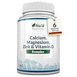 Calcium Magnesium Zink Hochdosiert - 365 Vegetarische Tabletten - 6 Monate...