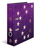 HERMA Ordner A4 Sterne, 5 Stück, 7 cm breit, Kinder Ringordner mit lila...
