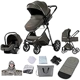 Reenborn Kinderwagen 3 in 1, Buggy mit Ein-Klick-Faltdesign, Kinderwagen...