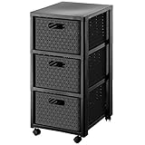 Rotho Country Rollcontainer mit 3 Schubladen in Rattan-Optik, Kunststoff...