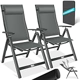 KESSER® Gartenstuhl Hochlehner mit Armlehnen 2er Set Aluminium Klappstuhl...