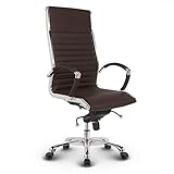 VERSEE Premium Echt-Leder Chefsessel Montreal in Braun - Ergonomischer...