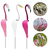 3 Stück Flamingo-Gartendekorationen，Flamingo Metallhandwerk Simulierte...