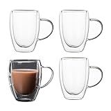 4x350ml Doppelwandige Latte Macchiato Gläser Doppelmauerte Borosilikatglas...