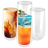 Shodiffy Doppelwandige Latte Macchiato Gläser,4er Set 270 ML Cappuccino...