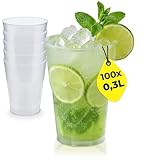 Silverkitchen 100x Cocktail Plastikbecher 0,3 L – Stapelbare Mehrweg...