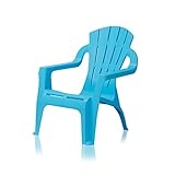 KHG Kinderstuhl mit Armlehne in Blau, Gartenstuhl, Sessel für Kinder mit...