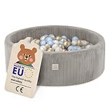 MISIOO Bällebad mit Schaumstoff-Füllung - 90x30cm - 200 Bälle -...