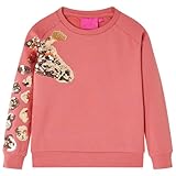 Kinder Sweatshirt mit Giraffe aus Pailletten Langarmshirt Pullover Altrosa...