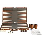 Backgammon 604163 Koffer braun mit braunen/weiß Streifen38 cm.Kunstleder