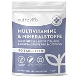 Multivitamin & Mineralien – 90 hochdosierte vegane Tabletten (3 Monate)...