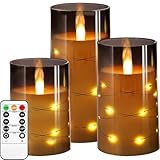 Kiexung LED Kerze, LED Kerze mit eingebauter Lichterkette,...