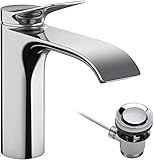 hansgrohe Vivenis - Waschtischarmatur mit Zugstangen-Ablauf, Wasserhahn Bad...
