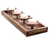 Mango Advents Kerzenhalter - 47 x 15 x 7 cm - Massiv Holz Kerzenständer...