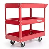Arebos Werkstatt-Rollwagen | Montagewagen mit 3 Ablagefächern | bis 120 kg...
